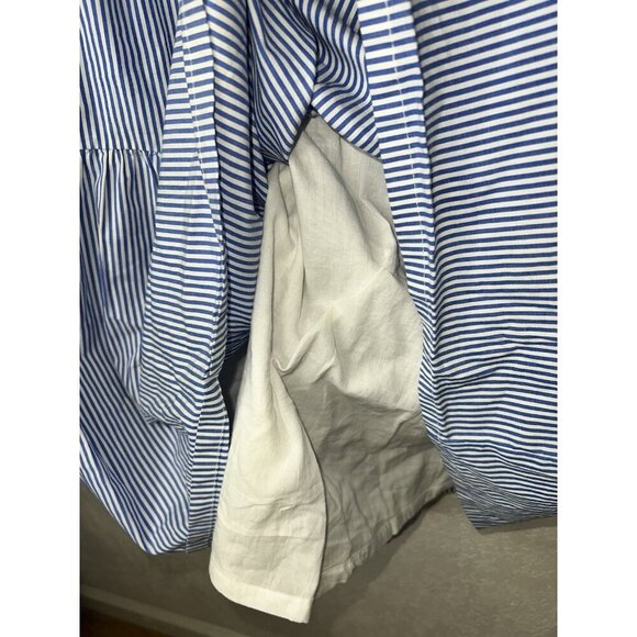 J. CREW Sleeveless A-Line Dress 2 NEW Seersucker Blue Striped Cotton Tiered 1A - Picture 5 of 12